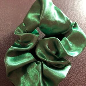 Green Satin Hair Scrunchie